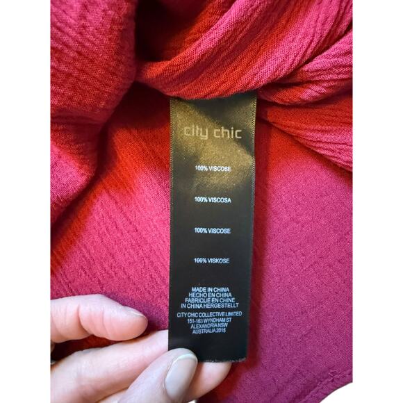 City Chic Off Shoulder Burgundy Dress - Size XL/22 - Picture 9 of 13